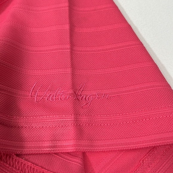 WALTER HAGEN Pink Men Polo Short Sleeve Three Button Collar Ribbed Design Large - Picture 3 of 6